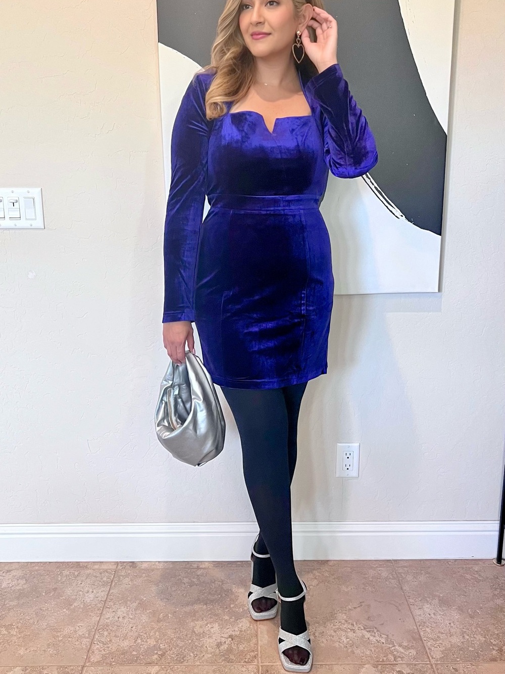 Adelyn Rae Royal Purple Velvet Mini Dress